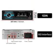 1 Din Car Radio Stereo Bluetooth MP3 Player FM Radio, 7 Color Options With Remote Control, AUX/USB/TF Card Slot, Car Mounting Kit - 12V - View 11