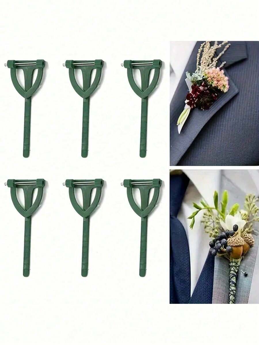 10件手工DIY塑料胸花材料，DIY胸花 - 三角形胸花安全夹婚礼纽扣花胸针 - A-多彩的 - 查看 1