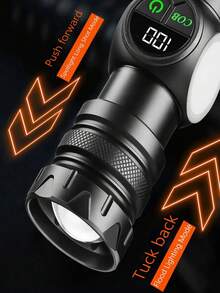 2/1pc 20W LED + COB Rechargeable Flashlight, Super Bright Tactical Handheld Lamp, With Magnetic Base, Variable Focal Length, Digital Battery Level Display, Waterproof, Suitable For Camping, Car Maintenance, Emergencies And Outdoor Activities - black - View 9