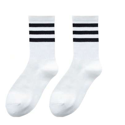 1双/6双装/男士/女士/男女通用运动袜，户外运动袜，三条纹运动袜，舒适透气，纯色简约时尚