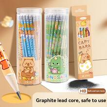12pcs/Box Cartoon Pencils With Erasers, HB Pencils With Eraser Caps, Stationery Gift Box Essential - Pencil - View 3