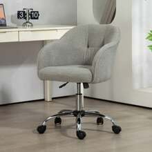 Ergonomic Office Chair, Swivel, Height Adjustable With Rocking Function, Plush Velvet Look, Dressing Table Chair For Bedroom Or Office, Grey - Grey - View 2