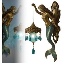 9.84-Inch Mermaid And Fairy Wall Lamp | Vintage Night Light With Elegant Mermaid Tail Design, Soft Glow Illumination, Ideal For Bedroom, Hotel, And Restaurant Decor, Dreamy Theme Lighting (Batteries Not Included), Perfect Christmas Gift - 美人魚 - 查看 8