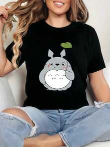 Camiseta , anime kawaii, linda, para fans de Studio ,blusas elegantes dama,tops,parejas,blusas curvy mujer. - Negro - Ver 1