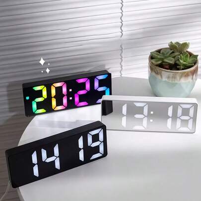 Despertador LED con Espejo y Pantalla Digital, Alarma de Noche con Espejo, Función de Repetición, Luz Nocturna, 12/24 Horas, Alimentación USB o Batería, Dos Métodos de Alimentación. Decoración para el Hogar, Decoración para el Dormitorio, Oficina, Estudio, Ideal para Regalos de Navidad, Acción de Gracias o Día de la Madre, Despertador para Dormitorio, Despertador Moderno, Reloj con Marco de Plástico, Despertadores.