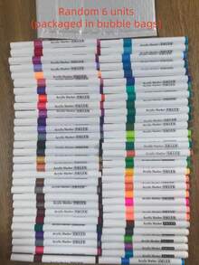 60/48/36/24/12/6 قطعة أقلام تحديد أكريليك/مائية للرسم والفن التشكيلي، أقلام مائية سريعة الجفاف، مقاومة للنزيف والتلاشي، ألوان عشوائية 6 قطع، مناسبة للرسم والتلوين والفنون والحرف اليدوية للطلاب والمعلمين - متعدد الألوان - مشاهدة 10