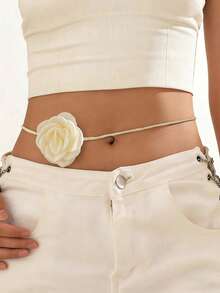 3pcs/Set Elegant Handmade 3D Camellia Flower Necklace, Fabric Floral Choker - Multicolor - View 8