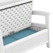 Elements Stylish Lightweight Loveseat Outdoor Seating With Convenient Built In Universal Storage And All Weather Plastic White - Trắng - Xem 7