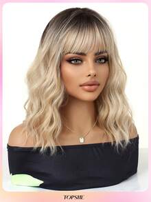 TOPSHE 12英寸短款渐变棕色卷发洛丽塔假发，带刘海 - 耐热，适合角色扮演、女性、动漫风格，非常适合女士派对和活动、动漫发饰、嘉年华 - 漸層棕色 - 查看 6