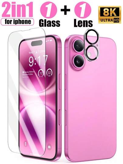 1 Set Of 1 Tempered Glass Screen Protector + 1 Camera Lens Protector, Compatible With IPhone 17/17 Air/17 Pro/Pro Max/12/13/14/15/16 Air, 9H Hardness High-Definition Anti-Scratch Full Coverage Screen Protector Screen Protection Essentials, Applicable To Daily Shield, Office, Home Daily Shield Office Home Phone Screen Protector Phone Accessories Waterproof Shockproof Anti-Fall Scratch Resistant