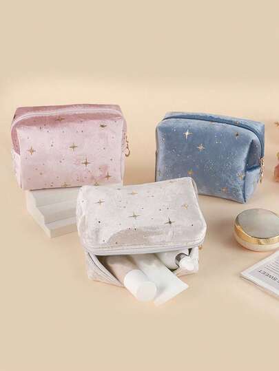 1pc Elegant Star Velvet Octagonal Makeup Bag, Portable Handheld Cosmetic Bag With Gold Sparkly Star Design Makeup Pouch, Includes Makeup Bag Set Bag, Room Decor, Bags, Makeup Bag, Vanity, Make Up Bag, Organizer, Storage, Makeup Bags, Toiletry Bag, Desk Organiser, Cosmetic Bag, Makeup Pouch, Make Up Organizer, Makeup Pouchs, Makeup Bag, Vanity, Makeup Bags, Small Makeup Bag, Cosmetic Bag, Christmas Gifts, Pouch, Clutch / Small Handbag, Makeup Organizer, Pouch, Brush Holder, Mini Pouch, Large Capacity Pouch,Gifts For Women,Christmas Gifts,Gift Ideas For Women