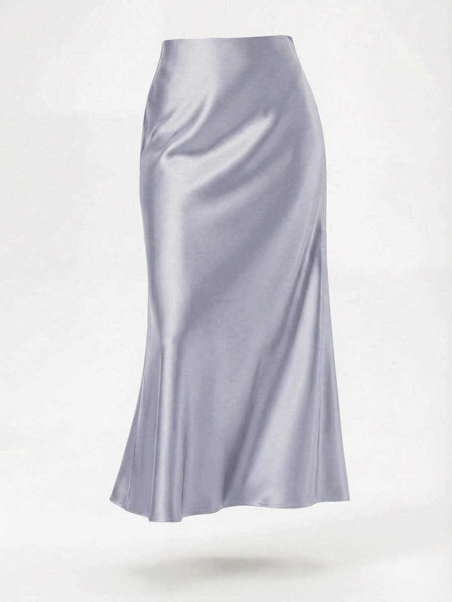 女士时尚弹力缎面触感缎面长裙，适合所有季节