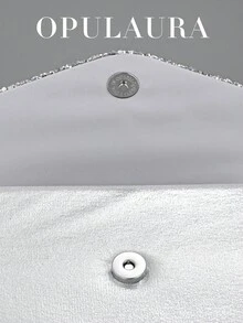 1 chiếc túi xách OpulAura màu bạc lấp lánh sang trọng, thời trang và thanh lịch dành cho nữ, phù hợp với váy dạ hội, váy cưới, các sự kiện trang trọng, đám cưới và tiệc tùng. - Bạc - Xem 7