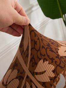 1件装牛奶丝印花弹力躺椅沙发套，单人沙发套，适用于客厅、卧室、书房躺椅沙发 - 彩色 - 查看 6