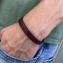 1pc Men's Custom Leather Bracelets, Engraved Bracelets, Retro Design, Personalized Gifts, Give Them To Him Or Her, Wedding Engraved Gifts, Men's Custom Jewelry, Gifts For Dad - Multicolor - View 5