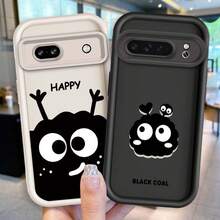 かわいい黒い炭翡翠のスマホケース、 Pixel 7、7A、8、8A、9、XL Pro、5Gを使う、アイラダー払いき、マットブラックとホワイトのソフトTPU耐衝撃性カバー。 گوグルピクセル8A、9A、10、 11/12/13/14/15/15プロ/15プラス/15プロマックス/11プロ/12プロ/13プロ/14プロ/12ミニ/13ミニ/11プロマックス/12プロマックス/13プロマックス/14プロマックス/14プラス/5 - 黒2 - チェックする 5