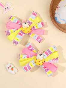 2 Stücke bunte Osterhasen Muster Haarclips, süße Hasenohren Haarclips für Mädchen, süßer Stil Haaraccessoires, Ostergeschenk, Party Haar Deko für Teenager - Verschiedenfarbig - Übersicht 9