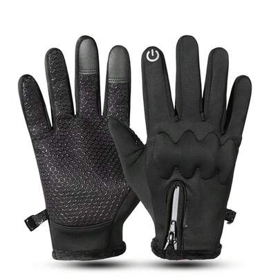 Black Warm Touchscreen Gloves, Anti-Slip Thermal Lining, Suitable For Outdoor Sports, Cycling, Skiing, Hiking, For Men And Women, Autumn/Winter