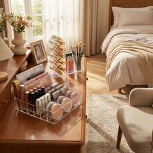 3pcs Transparent Acrylic Makeup Organizer, Space-Saving Eyeshadow Palette, Lipstick, Eyebrow Pencil, Brush Holder Countertop Cosmetic Storage Box - Multicolor - View 9