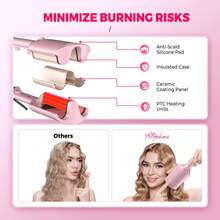 UKLISS 14-Temperature Settings (120-230°C) Mermaid Wave Curling Iron, Lightweight & Portable, Dual Voltage - Platinum - EU C Type Plug(220-240V) - View 11