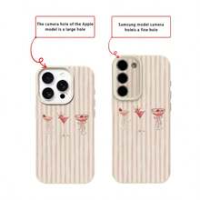 1pc TPU Soft Pink Striped Cocktail Pattern Phone Case Compatible With IPhone 17 Pro Max/17/16 Pro Max/15/13/12/11, S20 FE/A15/S24/A55, Redmi Note 11/12/13 Pro, Full Body Shockproof Protective Cover - White - View 7