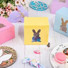 24pcs Wavy Window Bread Boxes, 4*4*2.5in Cookie Boxes With Window, For Cakes, Chocolates, Cookies, Party, Birthday, Easter, Holiday, Gift Packaging, Tart Packaging - 4425 Wave - View 13