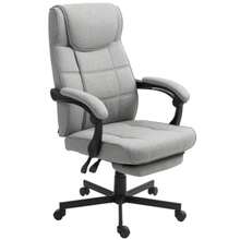 Office Chair With Massage Function, Ergonomic Reclining Executive Chair, Footrest, Height Adjustable, 360° Swivel, Linen Look, Grey - Grey - View 9