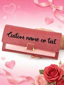 Customizable Clutch Bag/Personalized Wallet, With Your Own Text Printed On It. This Large-Capacity Pu Leather Wallet/Coin Purse/Card Holder Features Credit Card Slots And A Soft Lining, A Secure Snap Closure - Multicolor - View 4