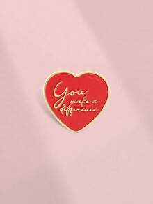 1Pc You Make A Difference Enamel Pins Motivating Red Heart Quotes Metal Brooches Lapel Badge Jewelry Gifts For Lover Friend - Multicolor - View 5