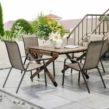 Set Of 4 Folding Chairs, Balcony Chairs, Aluminium Garden Chair, Aluminium Camping Chair, Black - 棕色 - 查看 2