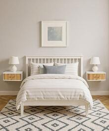 1pcs Floating Nightstand White Bedside Table Modern Boho Organiser Small Spaces Wall Mounted Shelf Storage With Drawers Wood Bamboo Natural Hanging Furniture For Bedroom Home Decor - 懸浮 - 查看 8