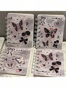 Ins Style High-Looking Rose And Butterfly A7 Coil Book RomAntic Style Thickeneded SmAll Homework Book Gift Book - ngẫu nhiên - Xem 3