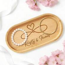 Personalisiertes Bambus-Tablett zum Aufbewahren von Hochzeitsschmuck, mit einem Liebesring-Logo, perfekt für die Dekoration, geeignet für die Hochzeitsfeier-Dekoration - Verschiedenfarbig - Übersicht 3