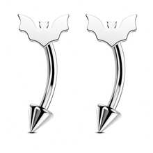 2pcs 16G Bat Rook Eyebrow Ring Internally Threaded Vertical Labret Lip Piercing Jewellery Black Curved Barbells Daith Rook Earring For Women - Bat - View 8