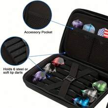 Storage Case For 12 Darts, Designed To Hold Dart Tips, Shafts, And Flights - Black - View 3