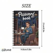 A5笔记本，适合年轻男士用作密码日记，适合作为礼物送给家人和朋友，用于记录重要事项，螺旋装订笔记本。 - 男青年密碼筆記本 - 查看 7