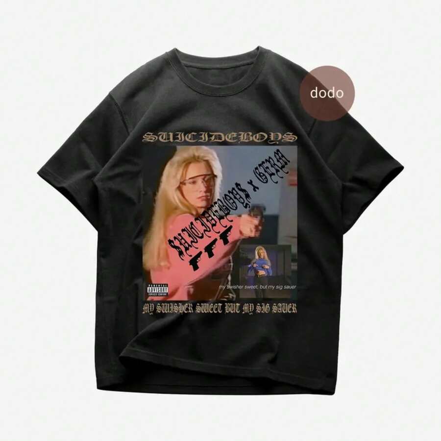 SuicideboysA T-Shirt - Rap Music Shirt - My Swisher Sweet But My Sig SauerA Album - SuicideboysA Merch - Unisex Rapper Clothing - 黑色 - 查看 1