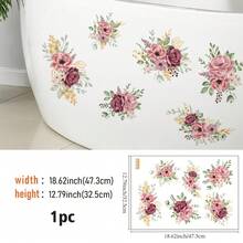 12.79*18.62 Inch Pink Rose Floral Pattern Self-Adhesive Bathtub Sticker, Creative Peel And Stick Home Decor Sticker, Suitable For Sink And Bathtub Exterior Decoration, Removable Wall Art, Fashionable Bathroom Accent, Adhesive Design, Essential For DIY Enthusiasts, Ideal For Apartment Renters - Floral Pattern - View 9