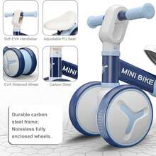 1-3 Years Old Baby Balance Bike, Adjustable Seat Infant Riding Toy, 4-Wheel Pedal-Free Bicycle, Baby's First Bike, Birthday/Christmas Gift - Multicolor - View 5