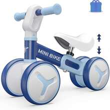 1-3 Years Old Baby Balance Bike, Adjustable Seat Infant Riding Toy, 4-Wheel Pedal-Free Bicycle, Baby's First Bike, Birthday/Christmas Gift - Multicolor - View 9