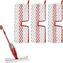 Microfiber Spray Mop Pads Compatible With Oceda ProMist MAX, Dual-Action Washable Flip Mop Pads Replacement For Dry Wet Floor Cleaning, 3 Packs Red - 3 Packs Red White Mop Pad for Promist Max - View 1