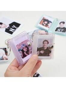 1/3pcs-Mini Bright White Photo Album Keychains, 16-Slot 1-Inch Pocket-Style ID Photo Album, Simple And Elegant Portable Student Photo Album, Celebrity Photo Album - Multicolor - View 4