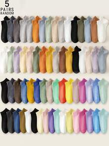 5/10/20 Đôi tất cổ ngắn nữ màu trơn, đơn giản, thời trang, đa năng, thoải mái và thoáng khí. - Nhiều màu - Xem 24