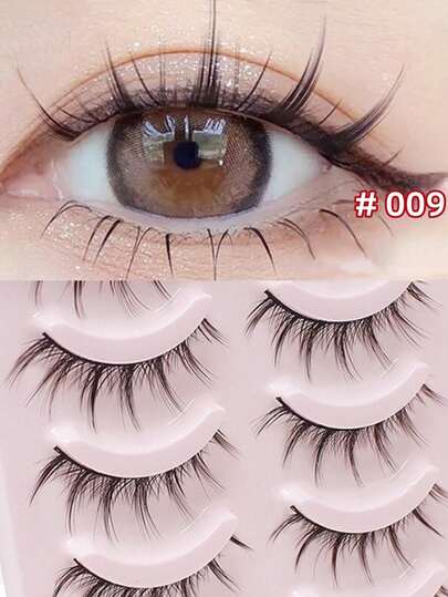 5 Pairs Manga Lashes Full Strip New Natural Wispy Soft False Eyelashes Daily Dating Makeup DIY Eyelashes Lash Clusters,Eye Lash Clusters,Individual Eyelashes,Lashes,Fake Lashes