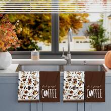 2/4/48 piezas Toallas de cocina con estampado de utensilios de café vintage - Super suaves, altamente absorbentes de poliéster, ideales para decoración navideña, regalos de Año Nuevo, decoración de cocina, decoraciones de fiesta - Multicolor - Ver 12