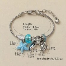 1pc Ceramic Starfish, Pearl, Scallop, Dolphin, Turtle Beaded Bracelet, Ocean Themed Jewelry Suitable For Women, Summer Beach Vacation, DIY Wear - Multicolor - View 3
