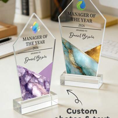 1pc Customized Photo & Text Employee Award, Staff Gift, Company Trophy Award, Customized Sports Trophy Award, Employee Medal, Business Anniversary Commemorative Award