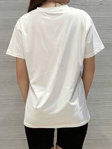Crewneck T Shirt Cream When Life Gives You Eggs Make Mayonnaise Pixel Art And Text Graphic Design Casual Wear For Everyday Outfits 100% Cotton 1PC 180g - 白色 - 查看 3