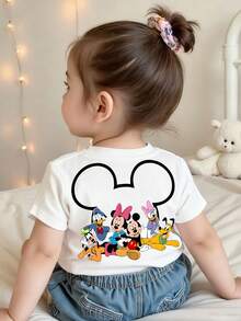 Disney Co-Branded Baby Tee White Base Cute Friend Park Gathering - 白色 - 查看 1