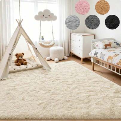 1pc Oblong Decorative Carpet, Soft Bedroom Decor, Playroom Rug, Available In Gray, Dark Gray, Pink, Black, Caramel, Cream, Home Decor, Living Room Carpet, Bedroom Rug, Washable Outdoor Carpet
